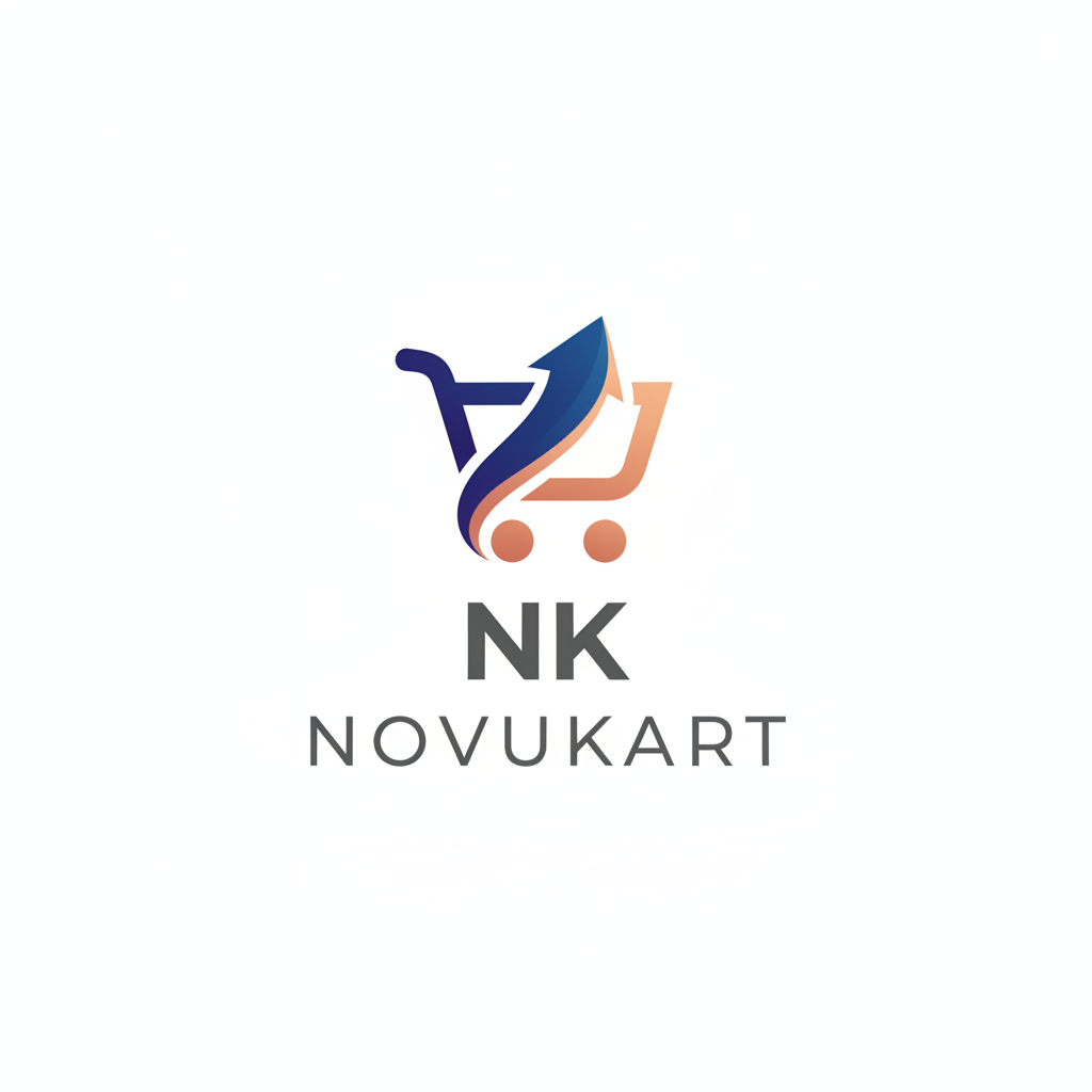 Create a logo for novukart.in like in which there is logo and down the logo writen NK